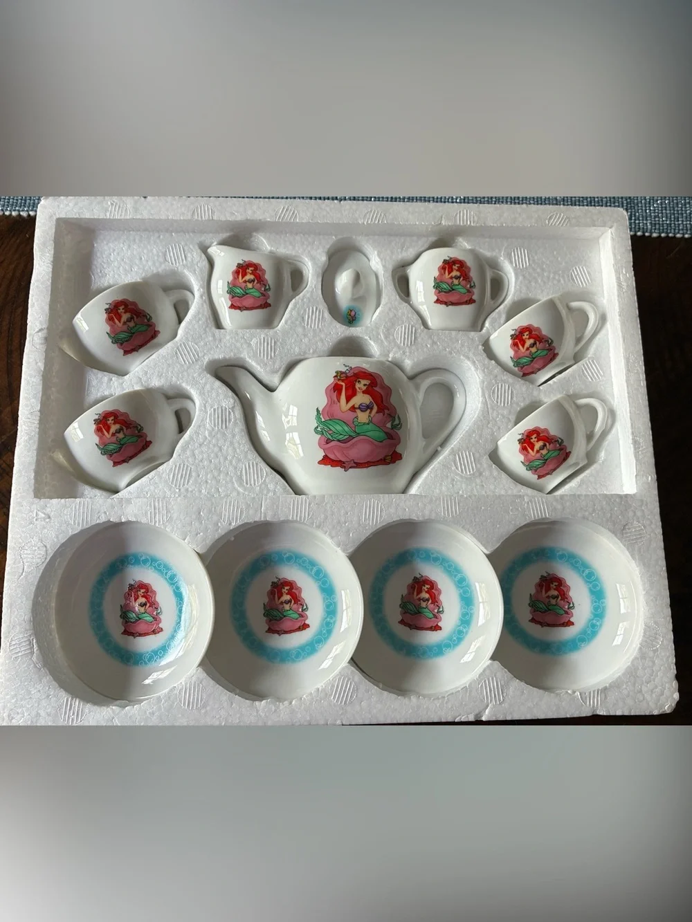 The Disney  Little Mermaid Children's Tea Set - White with Red & Aqua Accents